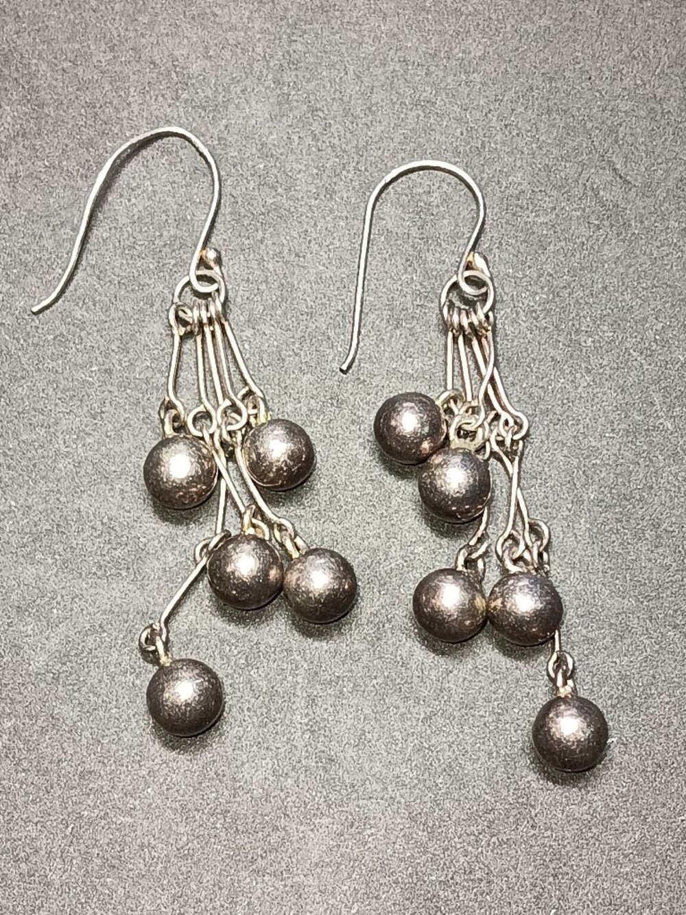 Vintage Silver Tone Multi-Tiered Ball Dangle Earrings - High Shine